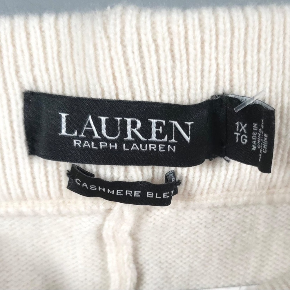LAUREN RALPH LAUREN‎ New WOOL CASHMERE Blend Jogger Pants Cable Knit Side 1X TG - Picture 2 of 13